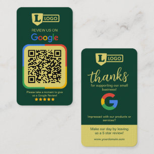 Google-Bewertungsanfragekarte mit QR-Code Smaragd Visitenkarte