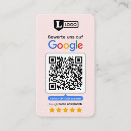 Google Bewertungskarte mit QR code Business Card Visitenkarte