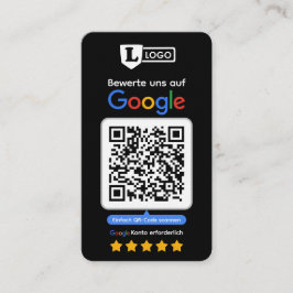 Google Bewertungskarte mit QR code Business Card Visitenkarte