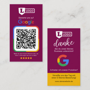 Google Bewertungskarte mit QR-Code Visitenkarte