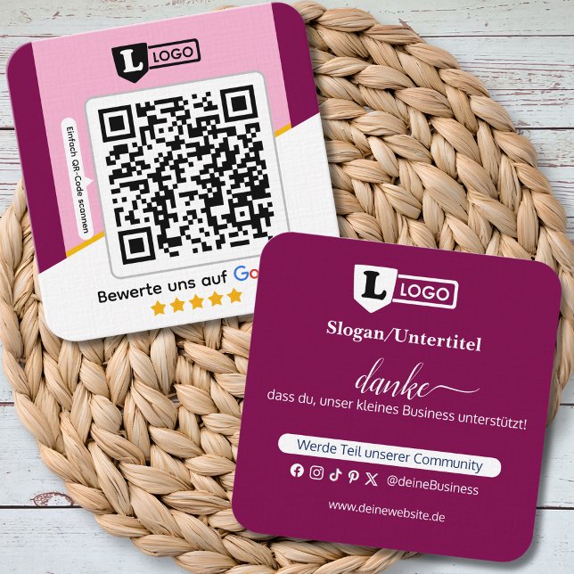 Google Bewertungskarte mit QR-Code Visitenkarte  (Google Bewertungskarte)