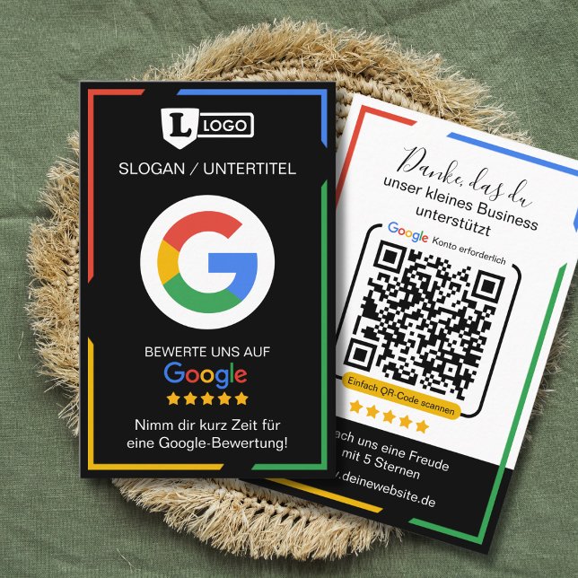 Google Bewertungskarte mit QR-Code Visitenkarte  (Google Rezensions-Karten)