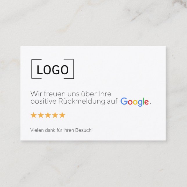 Google Bewertungskarten Visitenkarte  (Vorderseite)
