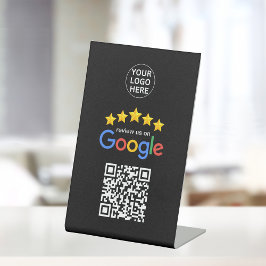 Google Business Review 5 Star QR Code Black Sockelschild
