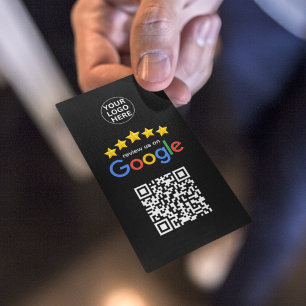 Google Business Review 5 Star QR Code Black Visitenkarte