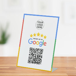 Google Business Review 5 Star QR Code Sockelschild