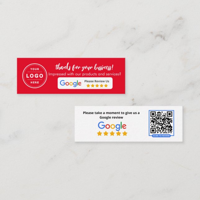 Google Business Review Telefonnummerkarte (Vorne/Hinten)