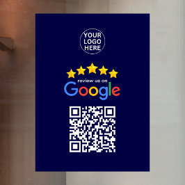Google Business Reviews 5 Star Qr Code Navy Blue Fensteraufkleber