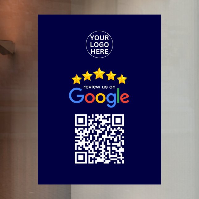 Google Business Reviews 5 Star Qr Code Navy Blue Fensteraufkleber (Von Creator hochgeladen)