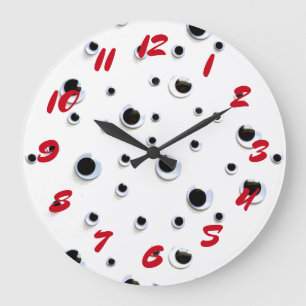 Google Eyes Black and White Red Trendy Fun Große Wanduhr