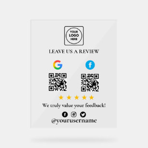 Google Facebook Bewertungs-QR-Acrylschild Acrylschild