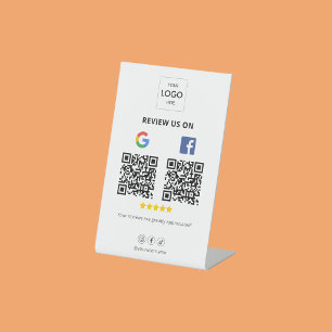 Google Facebook Review QR Code Pedestal Sign Sockelschild