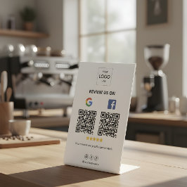 Google Facebook Review QR Code Pedestal Sign Sockelschild