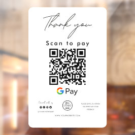 Google Pay QR Code Logo Scan to Pay Vielen Dank Fensteraufkleber