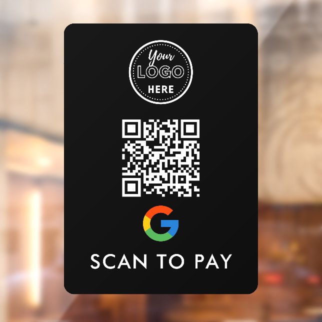 Google Pay QR Code Scan zur Bezahlung moderner Log Fensteraufkleber (Blatt 2)