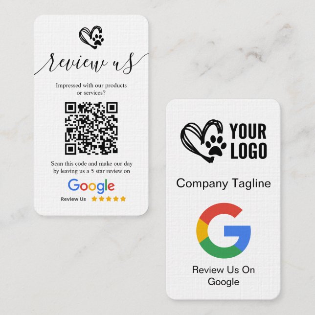 Google Review Anfrage Logo und QR-Code für Dog Gro Visitenkarte (Vorne/Hinten)
