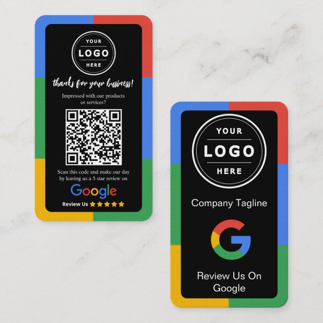 Google Review-Anfragekarte mit Logo und QR-Code Visitenkarte (Vorne/Hinten)