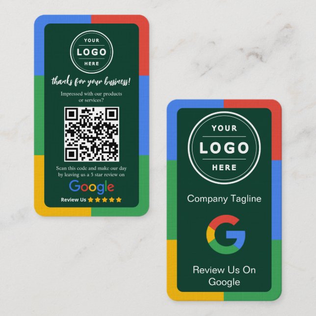 Google-Review-Anfragekarte mit Logo und QR-Code Visitenkarte (Vorne/Hinten)