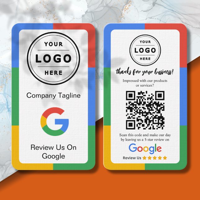 Google Review-Anfragekarte mit Logo und QR-Code Visitenkarte (Google review request card)