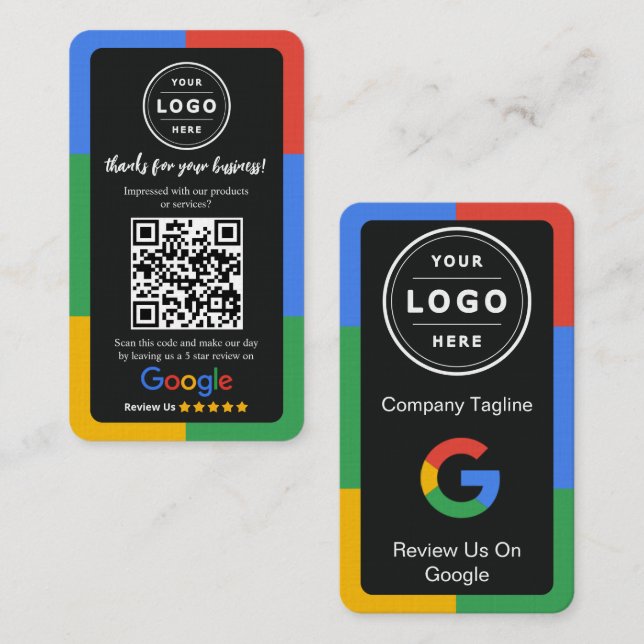 Google Review-Anfragekarte mit Logo und QR-Code Visitenkarte (Vorne/Hinten)