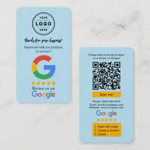 Google-Review-Anfragekarte mit Logo und QR-Code Visitenkarte