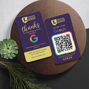 Google-Review-Anfragekarte mit QR-Code Deep Plum Visitenkarte