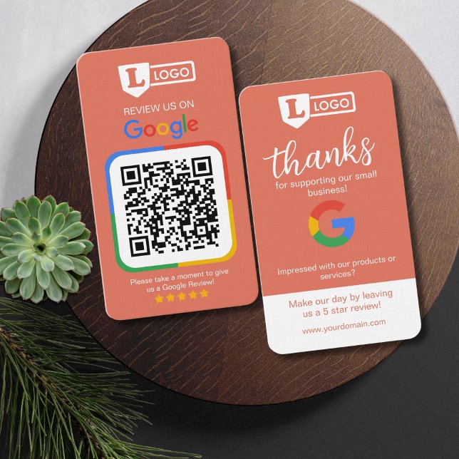 Google-Review-Anfragekarte mit QR-Code Terrakotta Visitenkarte (Google review business cards)