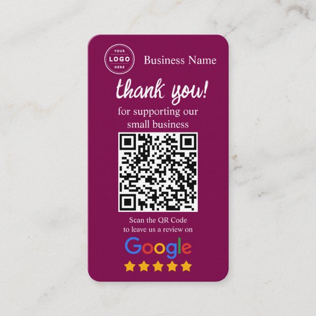 Google-Review-Anfragekarte mit QR-Code Visitenkarte (Vorderseite)