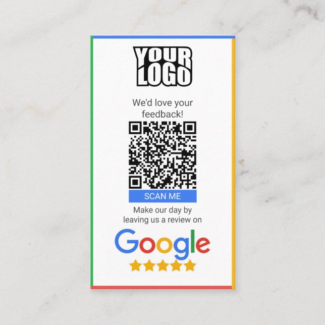 Google Review Business Card mit Coupon-Cut Visitenkarte (Vorderseite)