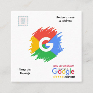 Google Review & Business Card mit QR-Code verbunde Quadratische Visitenkarte