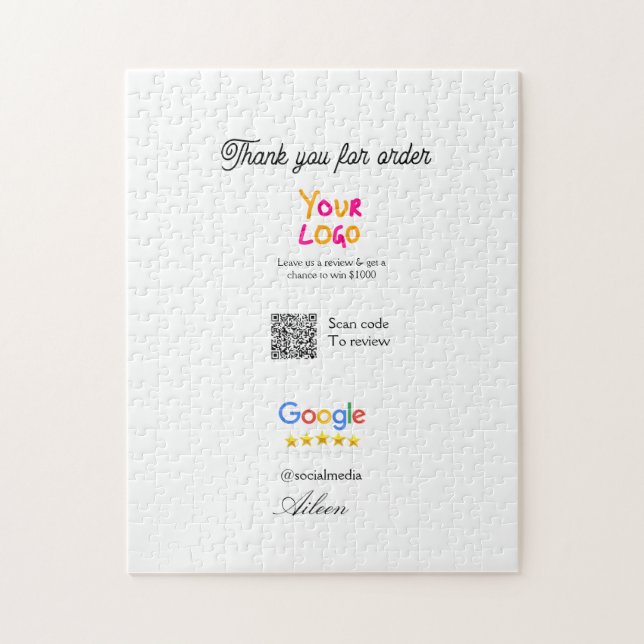 Google review business logo website scan QR code Puzzle (Vertikal)