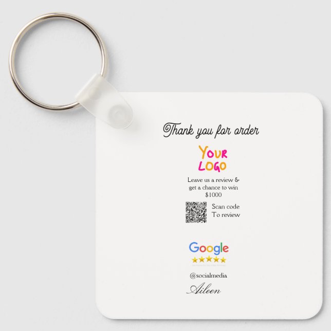 Google review business logo website scan QR code Schlüsselanhänger (Vorderseite)