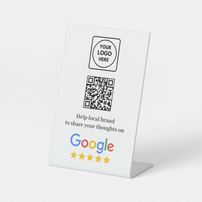 Google Review-Feedback-QR-Podest-Schild Sockelschild (Vorderseite)