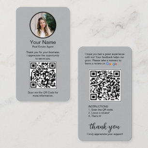 Google Review Geschäftskarte mit Foto und QR-Code Visitenkarte