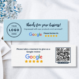 Google Review Geschäftskarten Babyblau & Navy Telefonnummerkarte