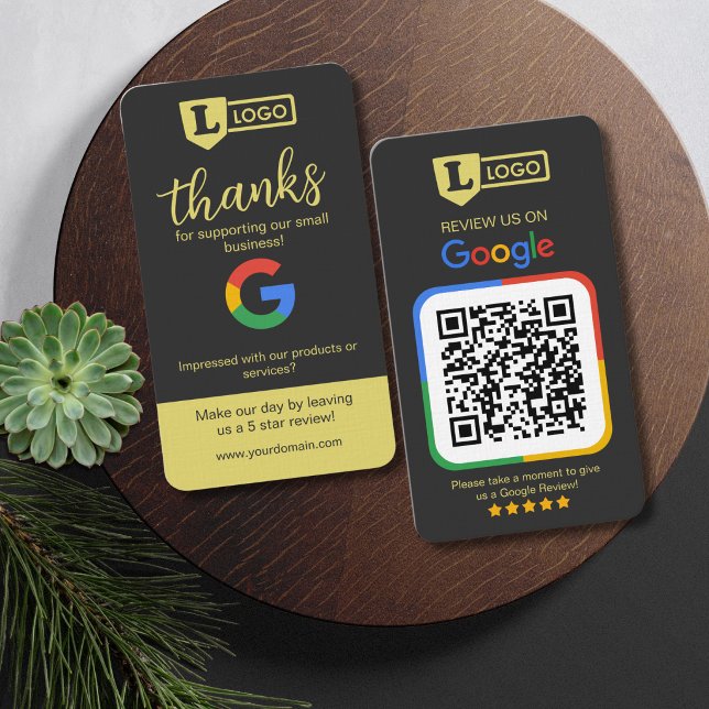 Google Review Geschäftskarten mit QR-Code Charcoal Visitenkarte (Google review business cards)