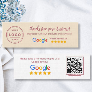 Google Review Geschäftskarten Rose Gold & Champagn Telefonnummerkarte