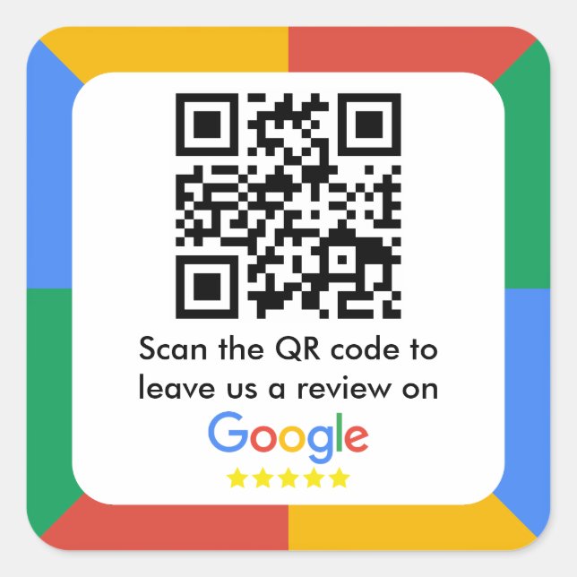 Google Review Link QR Code Quadratischer Aufkleber (Vorderseite)