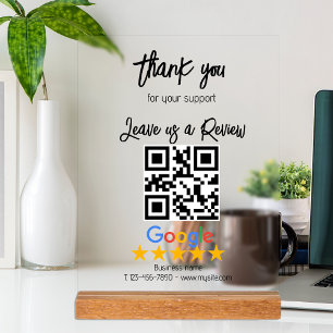 Google Review Mein Business Black QR Code Acrylschild