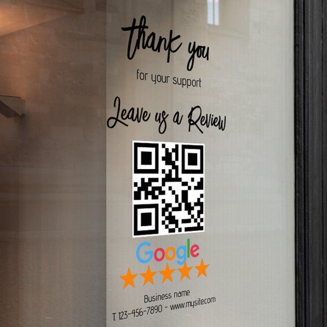 Google Review Mein Business Black QR Code Fensteraufkleber (Google Review My Business Black Qr Code Window Cling)