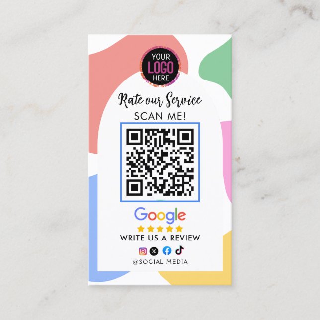 Google Review mit LOGO QR Code Link Business Card Visitenkarte (Vorderseite)