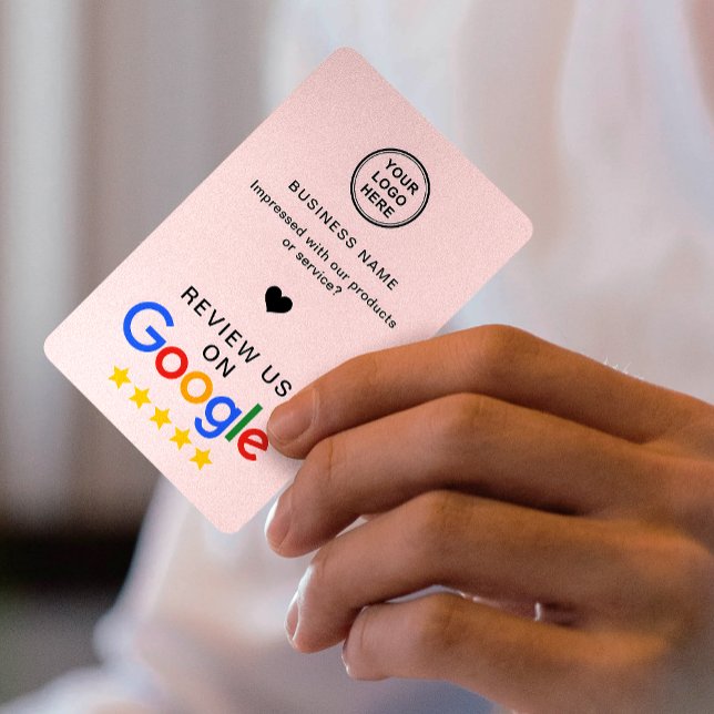 Google Review mit QR-Code in rosa Visitenkarte (Von Creator hochgeladen)