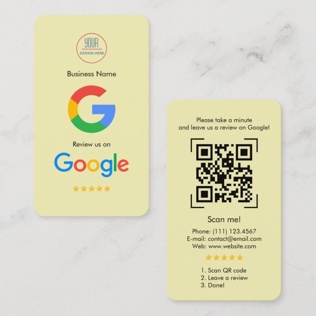 Google Review mit QR Code Link Business Card Visitenkarte (Vorne/Hinten)