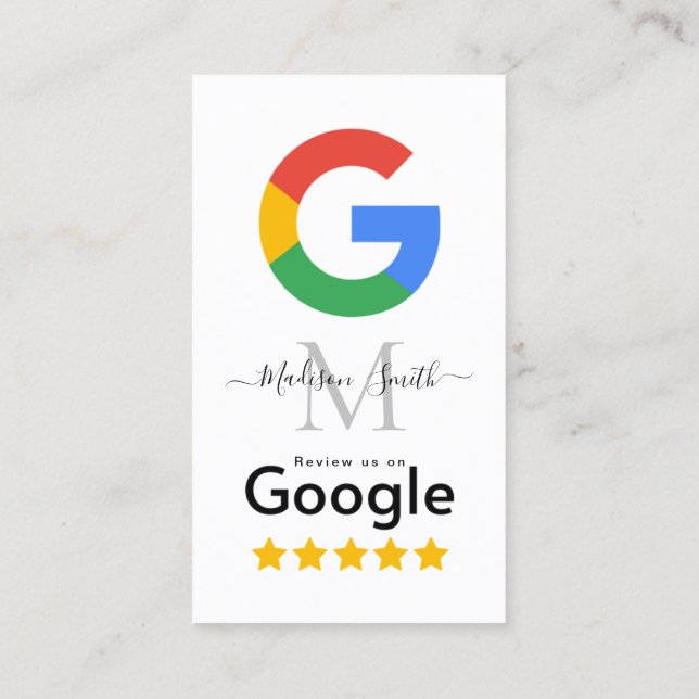 Google Review mit QR Code Link Business Card Visitenkarte (Rückseite)