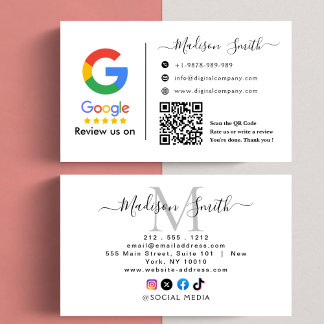 Google Review mit QR Code Link Business Card Visitenkarte