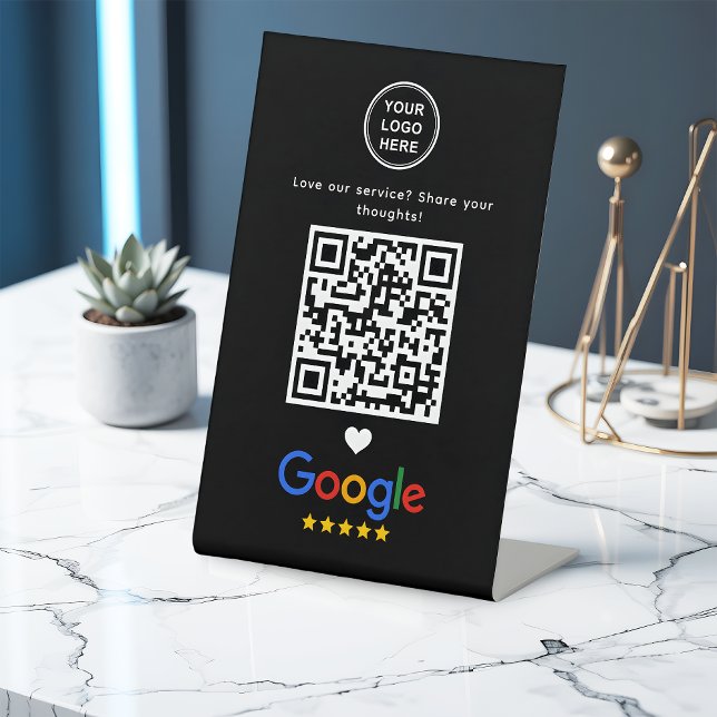 Google Review mit QR Code Modernes, schlankes Schw Sockelschild (Von Creator hochgeladen)