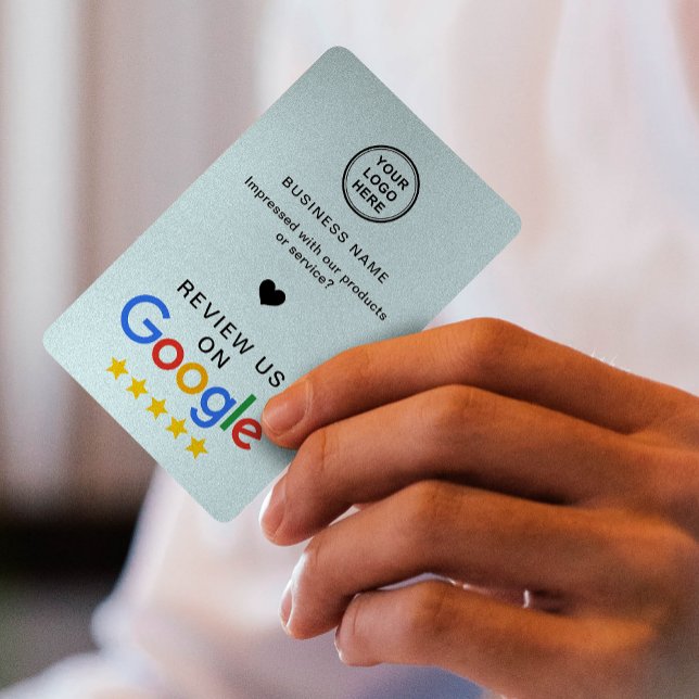 Google Review mit QR Code Soft Blue Visitenkarte (Von Creator hochgeladen)