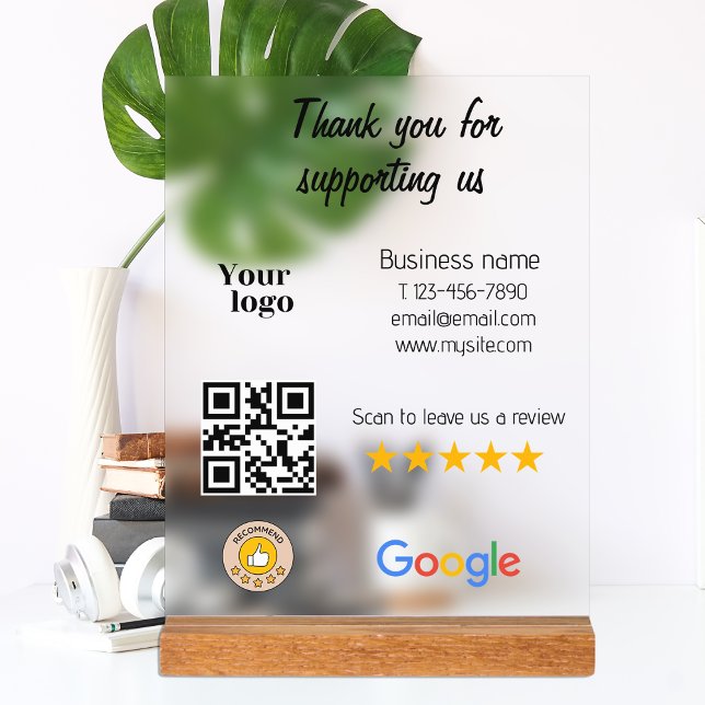 Google Review My Business Black QL-Logo Acrylschild (Google Review My Business Black Qr Code Logo Acrylic Sign)