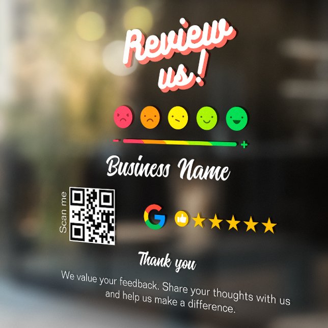 Google Review My Business Vielen Dank Qr Code Fensteraufkleber (Google Review My Business Thank You Qr Code Window Cling)