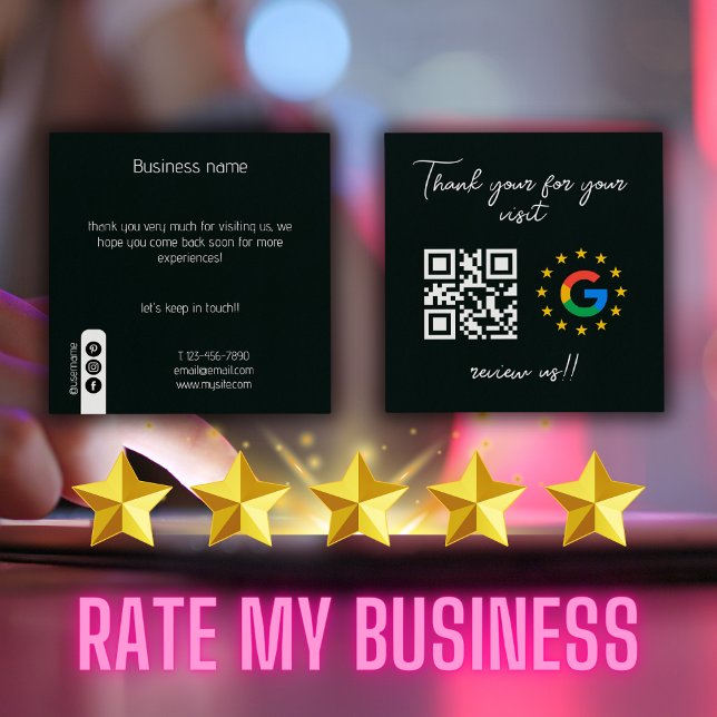 Google Review My Business Vielen Dank Qr Code Quadratische Visitenkarte (Google Review My Business Thank You Qr Code Square Business Card)